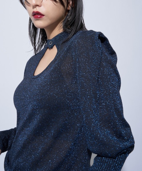 Solace(ソレイス)の「ラメニットホールオープントップス(ニット/セーター・レディース・ブラック/ベージュ/ライトグレー・FREE)」の18枚目の写真