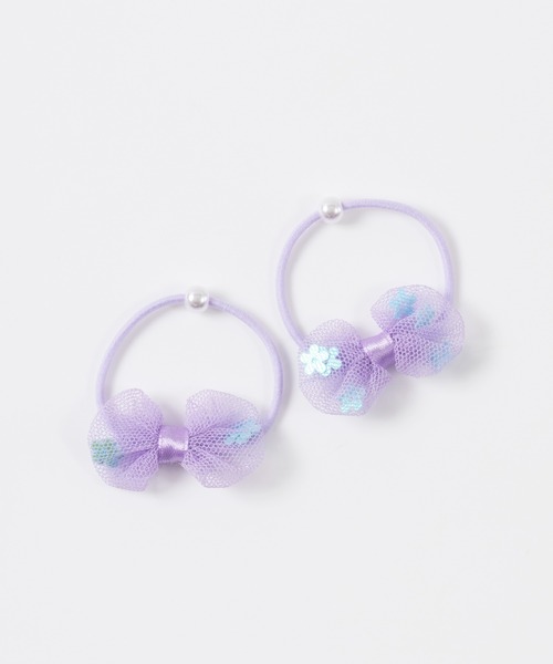 KP DECO（ケーピーデコ）の「チュールリボンのヘアポニー同色２個セット（ヘアゴム・キッズ・ブルー系その他/ピンク/ラベンダー・FREE）」の2枚目の写真
