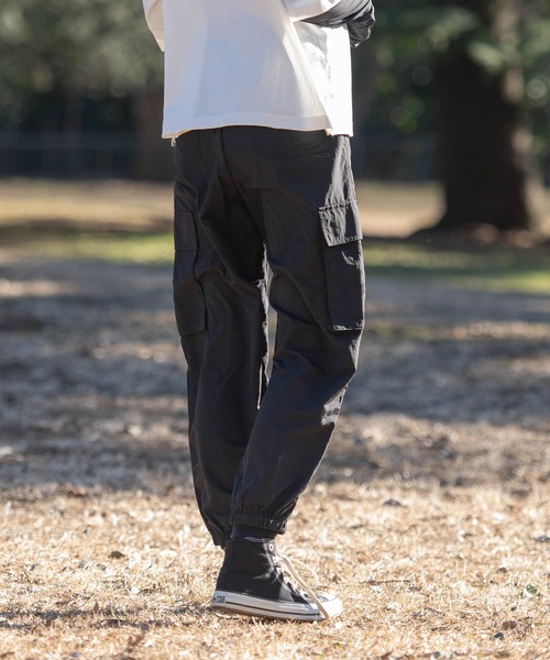 URKOOL ユーアークール カーゴパンツ ナイロン ブラックサイドポケット付 SEQUENZ 90s UTILITY CARGO SWEAT PANTS / ロゴ 刺繍 カーゴ
