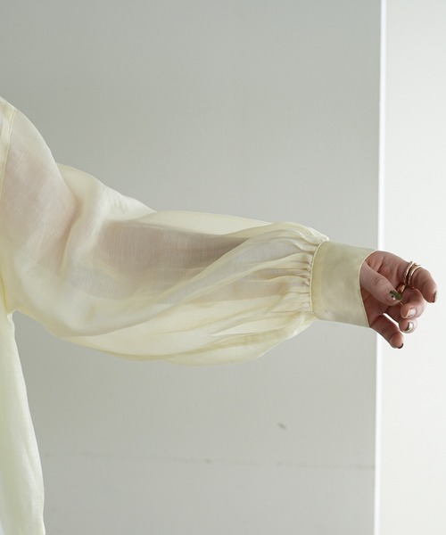 DISCOAT(ディスコート)の「シアーバンドカラーシャツ(シャツ/ブラウス・レディース・アイボリー/ブルー/ピンク/モカ・FREE)」の19枚目の写真