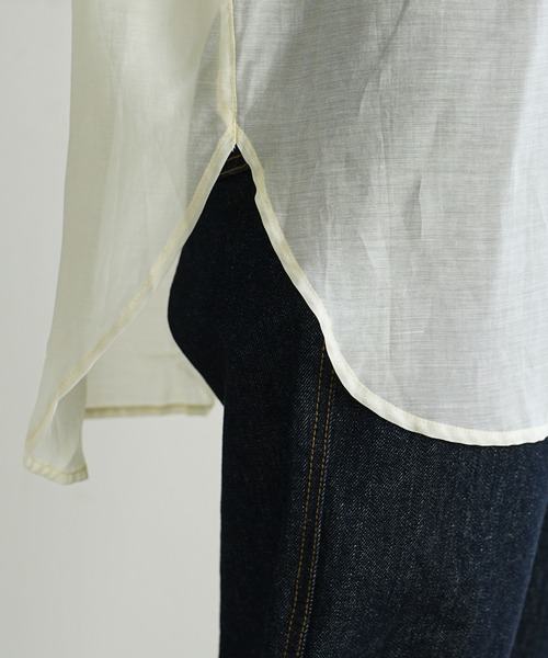 DISCOAT(ディスコート)の「シアーバンドカラーシャツ(シャツ/ブラウス・レディース・アイボリー/ブルー/ピンク/モカ・FREE)」の20枚目の写真