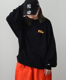 【WEB限定】【別注】【FILA】  ビッグシルエット ドロップショルダー裏毛左胸ロゴトレーナー【ユニセックス】