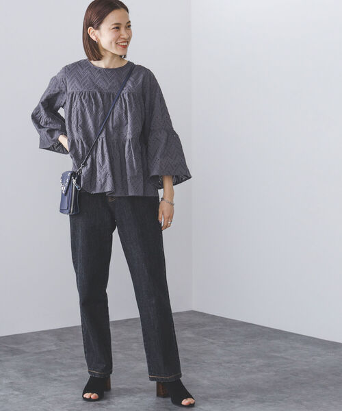 BEAMS HEART(ビームスハート)の「BEAMS HEART / 総刺繍 ティアード ブラウス(シャツ/ブラウス・レディース・オフホワイト/クリアブラック/イエロー・FREE)」の6枚目の写真