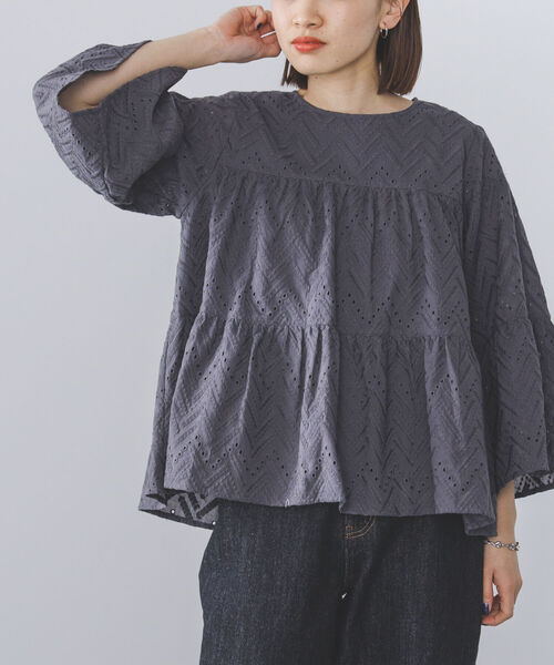 BEAMS HEART(ビームスハート)の「BEAMS HEART / 総刺繍 ティアード ブラウス(シャツ/ブラウス・レディース・オフホワイト/クリアブラック/イエロー・FREE)」の12枚目の写真