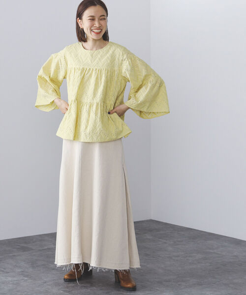 BEAMS HEART(ビームスハート)の「BEAMS HEART / 総刺繍 ティアード ブラウス(シャツ/ブラウス・レディース・オフホワイト/クリアブラック/イエロー・FREE)」の13枚目の写真