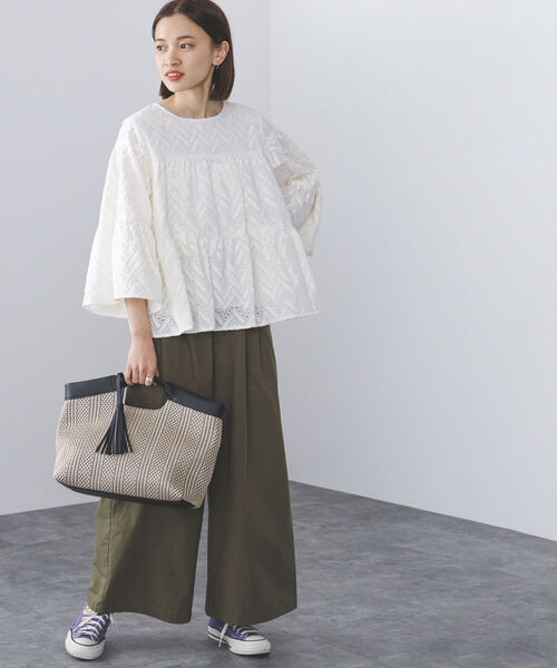 BEAMS HEART(ビームスハート)の「BEAMS HEART / 総刺繍 ティアード ブラウス(シャツ/ブラウス・レディース・オフホワイト/クリアブラック/イエロー・FREE)」の20枚目の写真