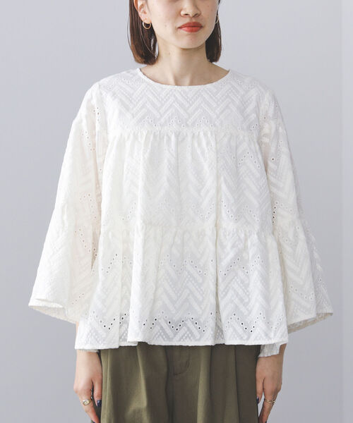 BEAMS HEART(ビームスハート)の「BEAMS HEART / 総刺繍 ティアード ブラウス(シャツ/ブラウス・レディース・オフホワイト/クリアブラック/イエロー・FREE)」の16枚目の写真