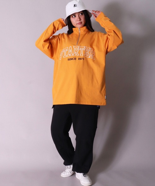 STARTER BLACK LABEL(スターターブラックレーベル)の「(YO)【STARTER BLACK LABEL】ブランドロゴ ハーフジップ 長袖 Tシャツ(Tシャツ/カットソー・メンズ・ブラック/グリーン/マスタード・MEDIUM/LARGE/X-LARGE)」の5枚目の写真
