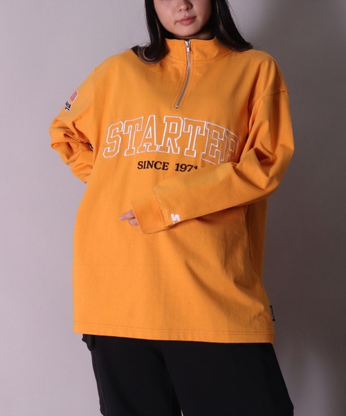 STARTER BLACK LABEL(スターターブラックレーベル)の「(YO)【STARTER BLACK LABEL】ブランドロゴ ハーフジップ 長袖 Tシャツ(Tシャツ/カットソー・メンズ・ブラック/グリーン/マスタード・MEDIUM/LARGE/X-LARGE)」の8枚目の写真