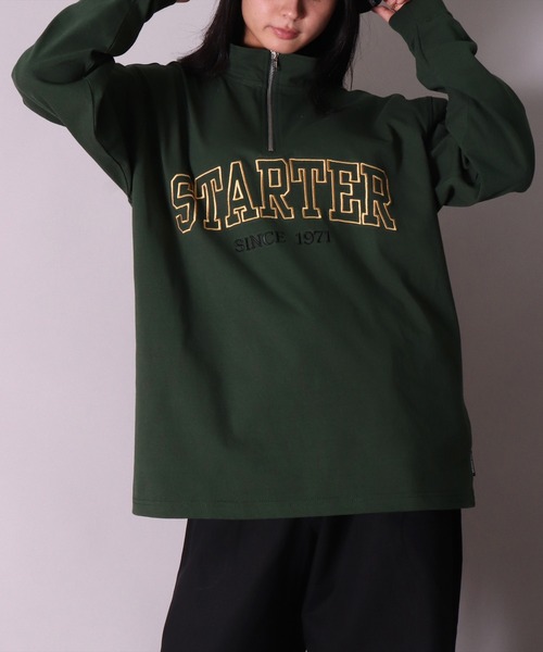 STARTER BLACK LABEL(スターターブラックレーベル)の「(YO)【STARTER BLACK LABEL】ブランドロゴ ハーフジップ 長袖 Tシャツ(Tシャツ/カットソー・メンズ・ブラック/グリーン/マスタード・MEDIUM/LARGE/X-LARGE)」の4枚目の写真