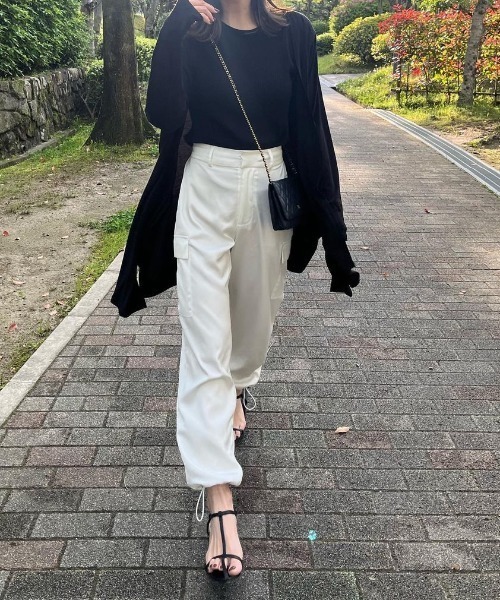 Re:EDIT（リエディ）の「[低身長/高身長サイズ有]サテンカーゴパンツ