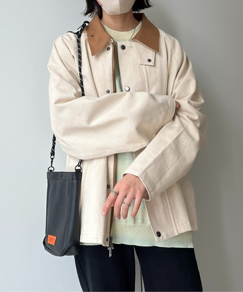 CPCM（シーピーシーエム）の「襟配色短丈ブルゾン（ブルゾン・レディース・グリーン/チャコールグレー/ホワイト・MEDIUM/LARGE）」の10枚目の写真