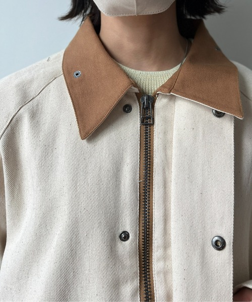 CPCM（シーピーシーエム）の「襟配色短丈ブルゾン（ブルゾン・レディース・グリーン/チャコールグレー/ホワイト・MEDIUM/LARGE）」の16枚目の写真