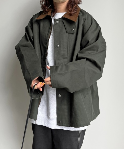 CPCM（シーピーシーエム）の「襟配色短丈ブルゾン（ブルゾン・レディース・グリーン/チャコールグレー/ホワイト・MEDIUM/LARGE）」の19枚目の写真