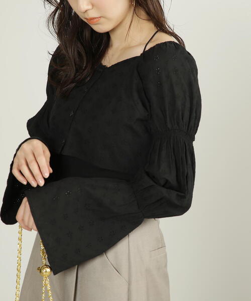 FREE'S MART（フリーズマート）の「◆前後2Wayエンブロイダリーレースボレロ（カーディガン/ボレロ・レディース・ホワイト/ブラック・FREE）」の11枚目の写真