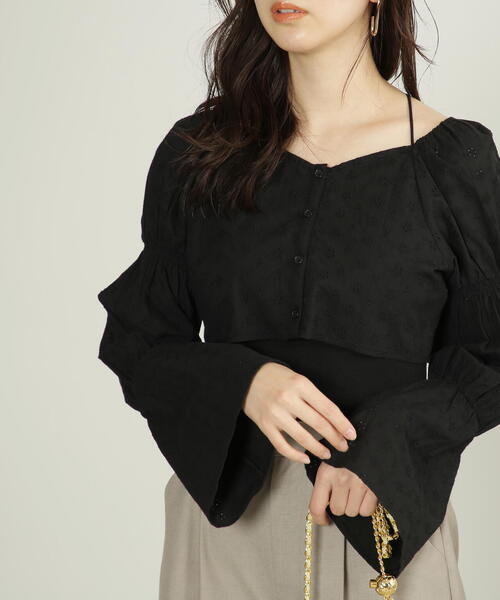 FREE'S MART（フリーズマート）の「◆前後2Wayエンブロイダリーレースボレロ（カーディガン/ボレロ・レディース・ホワイト/ブラック・FREE）」の17枚目の写真