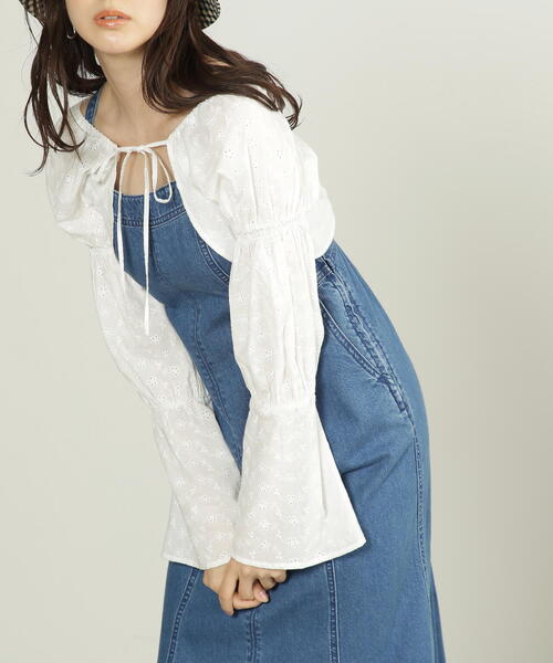 FREE'S MART（フリーズマート）の「◆前後2Wayエンブロイダリーレースボレロ（カーディガン/ボレロ・レディース・ホワイト/ブラック・FREE）」の13枚目の写真