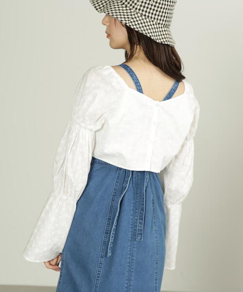 FREE'S MART（フリーズマート）の「◆前後2Wayエンブロイダリーレースボレロ（カーディガン/ボレロ・レディース・ホワイト/ブラック・FREE）」の10枚目の写真