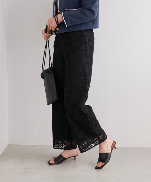 VERMEIL par iena（ヴェルメイユパーイエナ）の「レースワイドパンツ（その他パンツ・レディース・ブラック/ホワイト・36/38）」の14枚目の写真