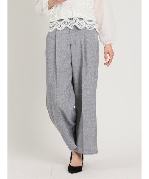 m.f.editorial（エムエフエディトリアル）の「m.f.エディトリアル レディース リネン風シャンブレー ワイドパンツ(セットアップ可能)（その他パンツ・レディース・グレー/ネイビー/ベージュ・LARGE/MEDIUM）」の2枚目の写真