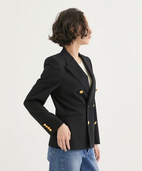 beautiful people（ビューティフルピープル）の「【beautiful people/ビューティフルピープル】logo gabardine THE / a jacket/テーラードジャケット（テーラードジャケット・レディース・ブラック・1/2）」の3枚目の写真