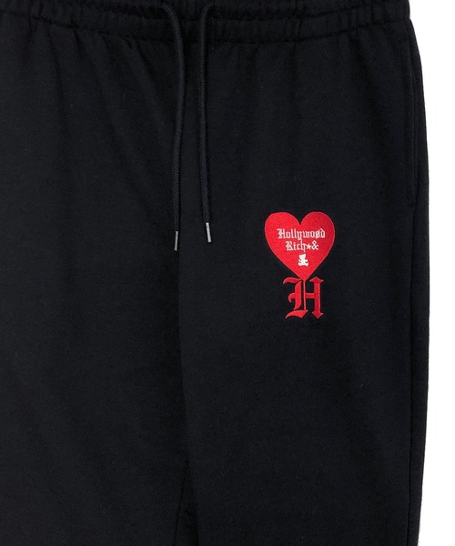 ADMIX/ATELIER SAB MEN（アドミックスアトリエサブメン）の「【Hollywood Rich.&】ハリウッドリッチ.& ハートロゴ / 裏毛スウェット ルーズシルエット イージーパンツ（スウェットパンツ・メンズ・ブラック/ホワイト・50/48）」の6枚目の写真