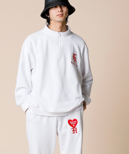 ADMIX/ATELIER SAB MEN（アドミックスアトリエサブメン）の「【Hollywood Rich.&】ハリウッドリッチ.& ハートロゴ / 裏毛スウェット ルーズシルエット イージーパンツ（スウェットパンツ・メンズ・ブラック/ホワイト・50/48）」の11枚目の写真