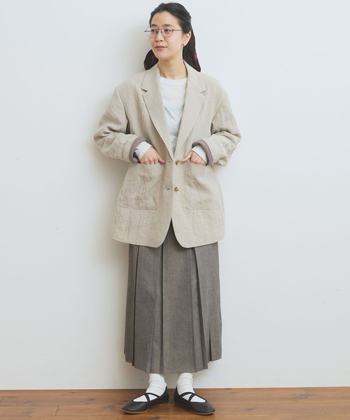 fig Ｌondon（フィグロンドン）の「_wool mood　boxpleats SK（スカート・レディース・グレー/ブラック・FREE）」の4枚目の写真