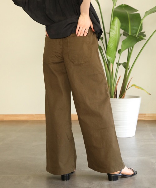 aity（アイティ）の「ウエストゴムストレッチツイルベイカーパンツ（デニムパンツ・レディース・ブラック/カーキ/ベージュ・M）」の8枚目の写真