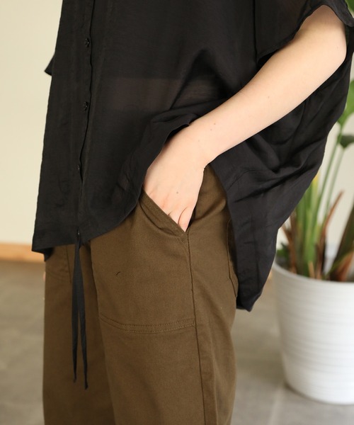 aity（アイティ）の「ウエストゴムストレッチツイルベイカーパンツ（デニムパンツ・レディース・ブラック/カーキ/ベージュ・M）」の9枚目の写真