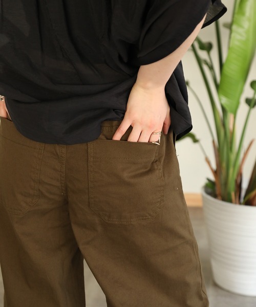 aity（アイティ）の「ウエストゴムストレッチツイルベイカーパンツ（デニムパンツ・レディース・ブラック/カーキ/ベージュ・M）」の10枚目の写真