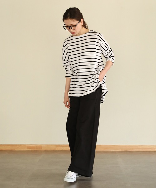 aity（アイティ）の「ウエストゴムストレッチツイルベイカーパンツ（デニムパンツ・レディース・ブラック/カーキ/ベージュ・M）」の14枚目の写真