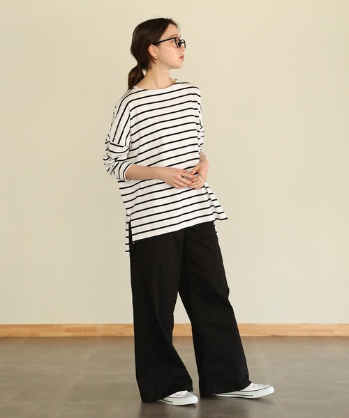 aity（アイティ）の「ウエストゴムストレッチツイルベイカーパンツ（デニムパンツ・レディース・ブラック/カーキ/ベージュ・M）」の16枚目の写真