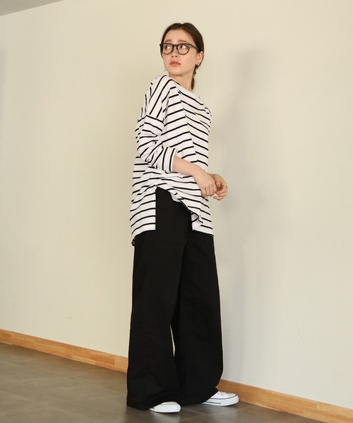 aity（アイティ）の「ウエストゴムストレッチツイルベイカーパンツ（デニムパンツ・レディース・ブラック/カーキ/ベージュ・M）」の18枚目の写真