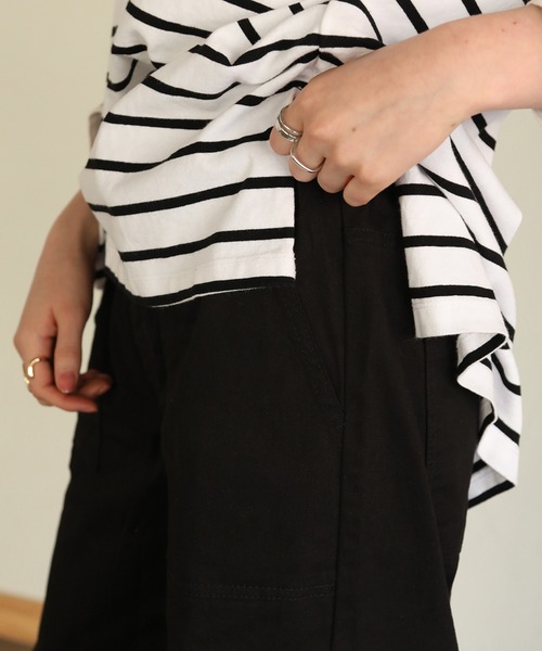 aity（アイティ）の「ウエストゴムストレッチツイルベイカーパンツ（デニムパンツ・レディース・ブラック/カーキ/ベージュ・M）」の19枚目の写真