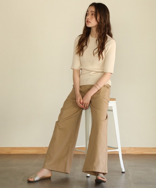 aity（アイティ）の「ウエストゴムストレッチツイルベイカーパンツ（デニムパンツ・レディース・ブラック/カーキ/ベージュ・M）」の22枚目の写真
