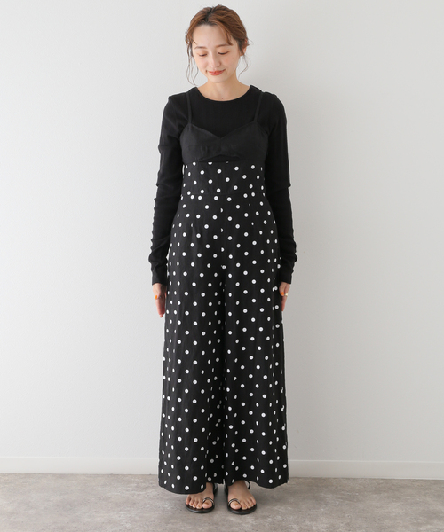 U by SPICK&SPAN（ユーバイスピックアンドスパン）の「ビスチェオールインワン（つなぎ/オールインワン・レディース・ブラック/アイボリー・FREE）」の4枚目の写真