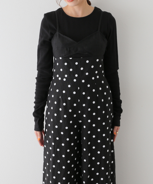 U by SPICK&SPAN（ユーバイスピックアンドスパン）の「ビスチェオールインワン（つなぎ/オールインワン・レディース・ブラック/アイボリー・FREE）」の7枚目の写真