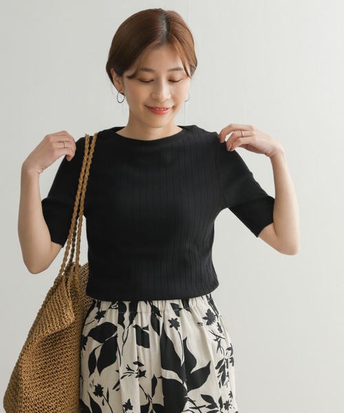 URBAN RESEARCH DOORS（アーバンリサーチドアーズ）の「針抜き半袖カットソー（Tシャツ/カットソー・レディース・オフホワイト/ブラック/ミント/パープル・MEDIUM）」の2枚目の写真