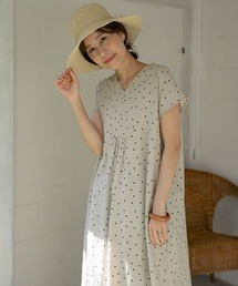 URBAN RESEARCH DOORS | リネンレーヨンドットワンピース(ワンピース)