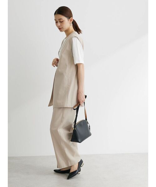 Green　Parks（グリーンパークス）の「綿麻混シングルミディ丈ベスト（ベスト・レディース・ブラック/ライトベージュ/ストライプ・FREE）」の5枚目の写真