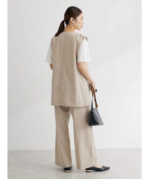 Green　Parks（グリーンパークス）の「綿麻混シングルミディ丈ベスト（ベスト・レディース・ブラック/ライトベージュ/ストライプ・FREE）」の7枚目の写真