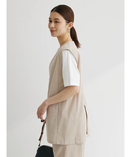 Green　Parks（グリーンパークス）の「綿麻混シングルミディ丈ベスト（ベスト・レディース・ブラック/ライトベージュ/ストライプ・FREE）」の11枚目の写真