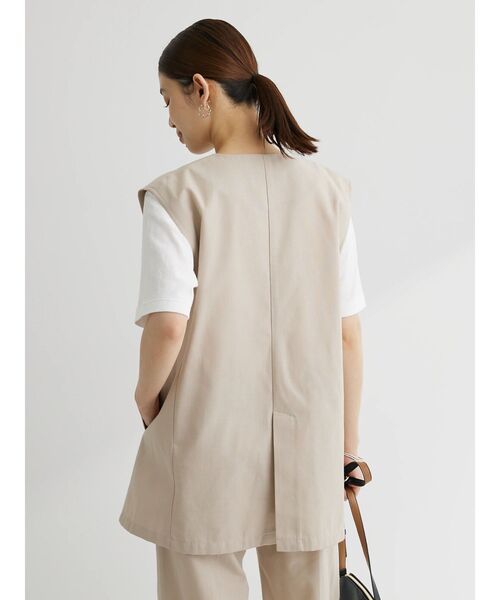 Green　Parks（グリーンパークス）の「綿麻混シングルミディ丈ベスト（ベスト・レディース・ブラック/ライトベージュ/ストライプ・FREE）」の13枚目の写真