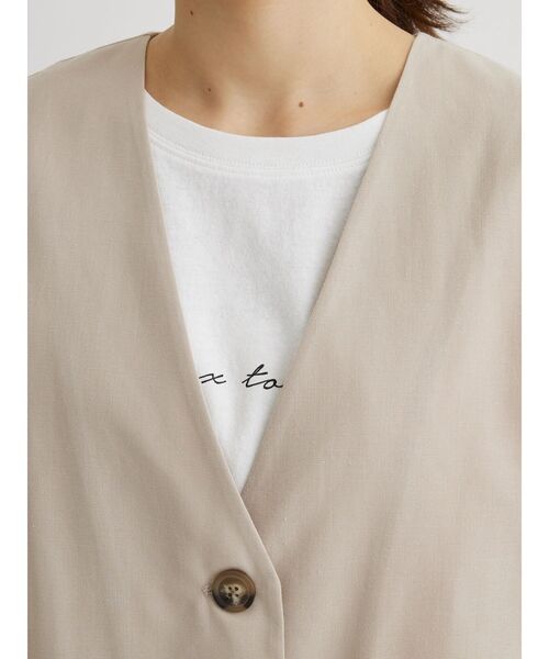 Green　Parks（グリーンパークス）の「綿麻混シングルミディ丈ベスト（ベスト・レディース・ブラック/ライトベージュ/ストライプ・FREE）」の16枚目の写真