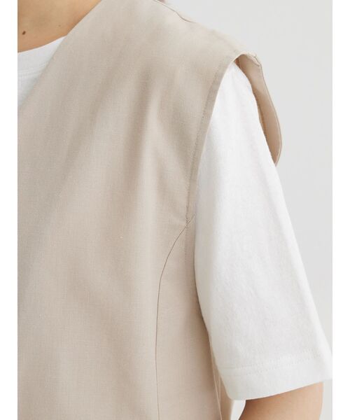 Green　Parks（グリーンパークス）の「綿麻混シングルミディ丈ベスト（ベスト・レディース・ブラック/ライトベージュ/ストライプ・FREE）」の17枚目の写真