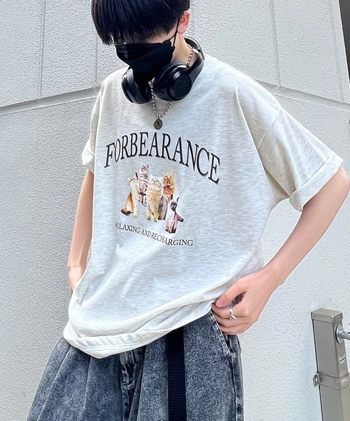 ILL'S(イルズ)の「古着ライク ヴィンテージライク イヌ / ネコ フロントプリント ビッグシルエット半袖Tシャツ カットソー ユニセックス【ILL'S】(Tシャツ/カットソー・メンズ・杢グレー/ホワイト系その他2/グレー系その他/オートミール/ホワイト/ホワイト系その他・M/L)」の6枚目の写真