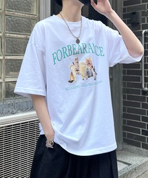 古着ライク ヴィンテージライク イヌ / ネコ フロントプリント ビッグシルエット半袖Tシャツ カットソー ユニセックス【ILL'S】