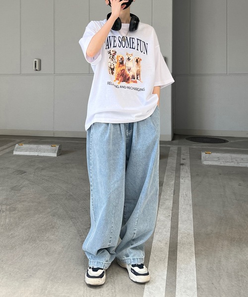 ILL'S(イルズ)の「古着ライク ヴィンテージライク イヌ / ネコ フロントプリント ビッグシルエット半袖Tシャツ カットソー ユニセックス【ILL'S】(Tシャツ/カットソー・メンズ・杢グレー/ホワイト系その他2/グレー系その他/オートミール/ホワイト/ホワイト系その他・M/L)」の20枚目の写真