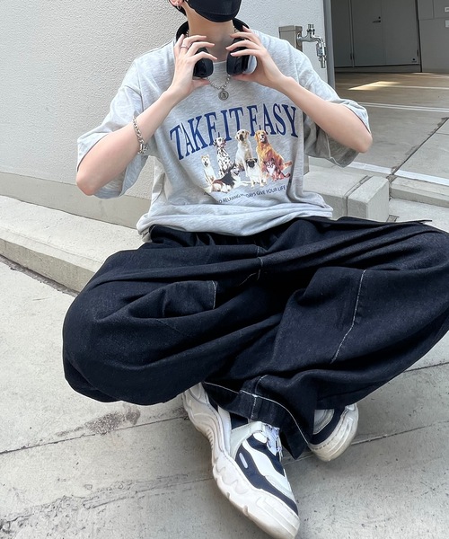 ILL'S(イルズ)の「古着ライク ヴィンテージライク イヌ / ネコ フロントプリント ビッグシルエット半袖Tシャツ カットソー ユニセックス【ILL'S】(Tシャツ/カットソー・メンズ・杢グレー/ホワイト系その他2/グレー系その他/オートミール/ホワイト/ホワイト系その他・M/L)」の11枚目の写真